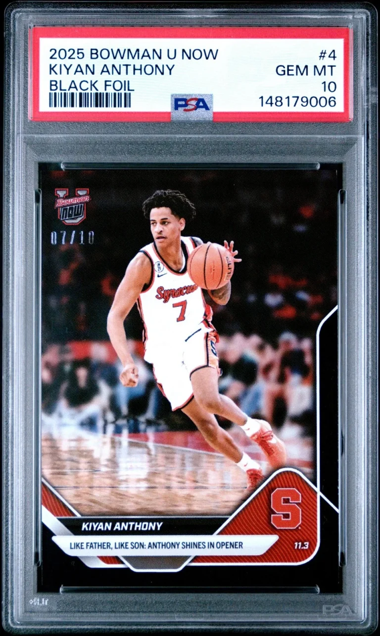 Graded 2025 Bowman U Now Kiyan Anthony 4 Black Foil /10 Rookie Card PSA 10