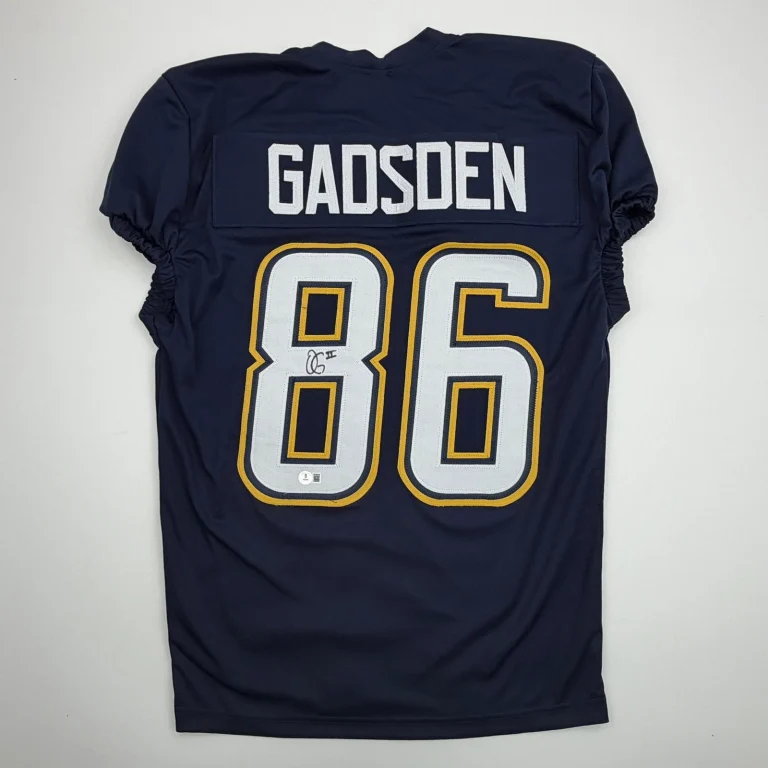 Autographed/Signed Oronde Gadsden Los Angeles Blue Cut Jersey Beckett BAS COA
