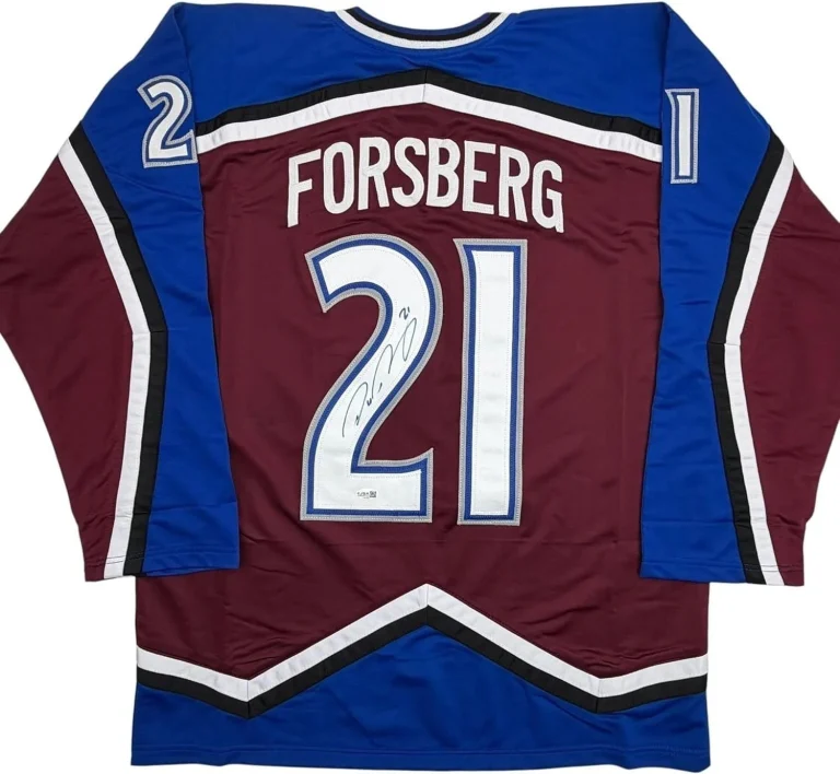 Autographed/Signed Peter Forsberg Colorado Maroon Hockey Jersey JSA COA