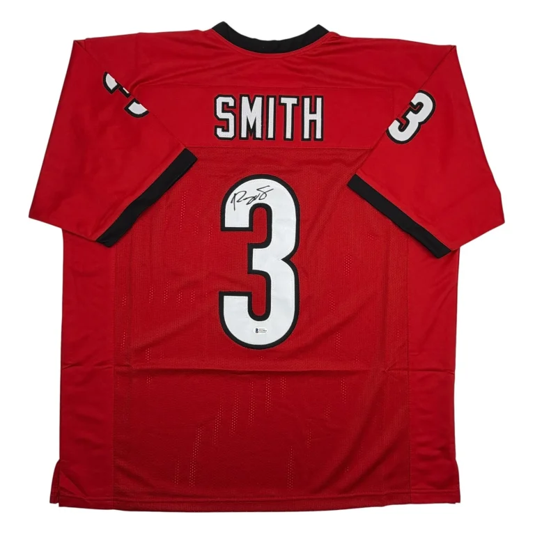 Autographed/Signed Roquan Smith Georgia Red College Football Jersey Beckett COA