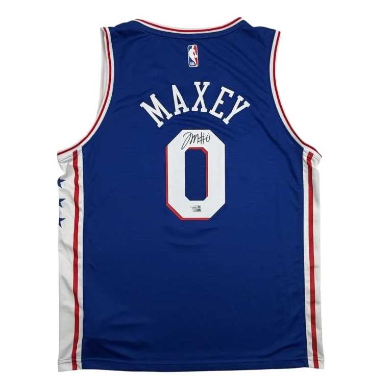 Autographed/Signed Tyrese Maxey Philadelphia 76ers Blue Jersey Fanatics COA