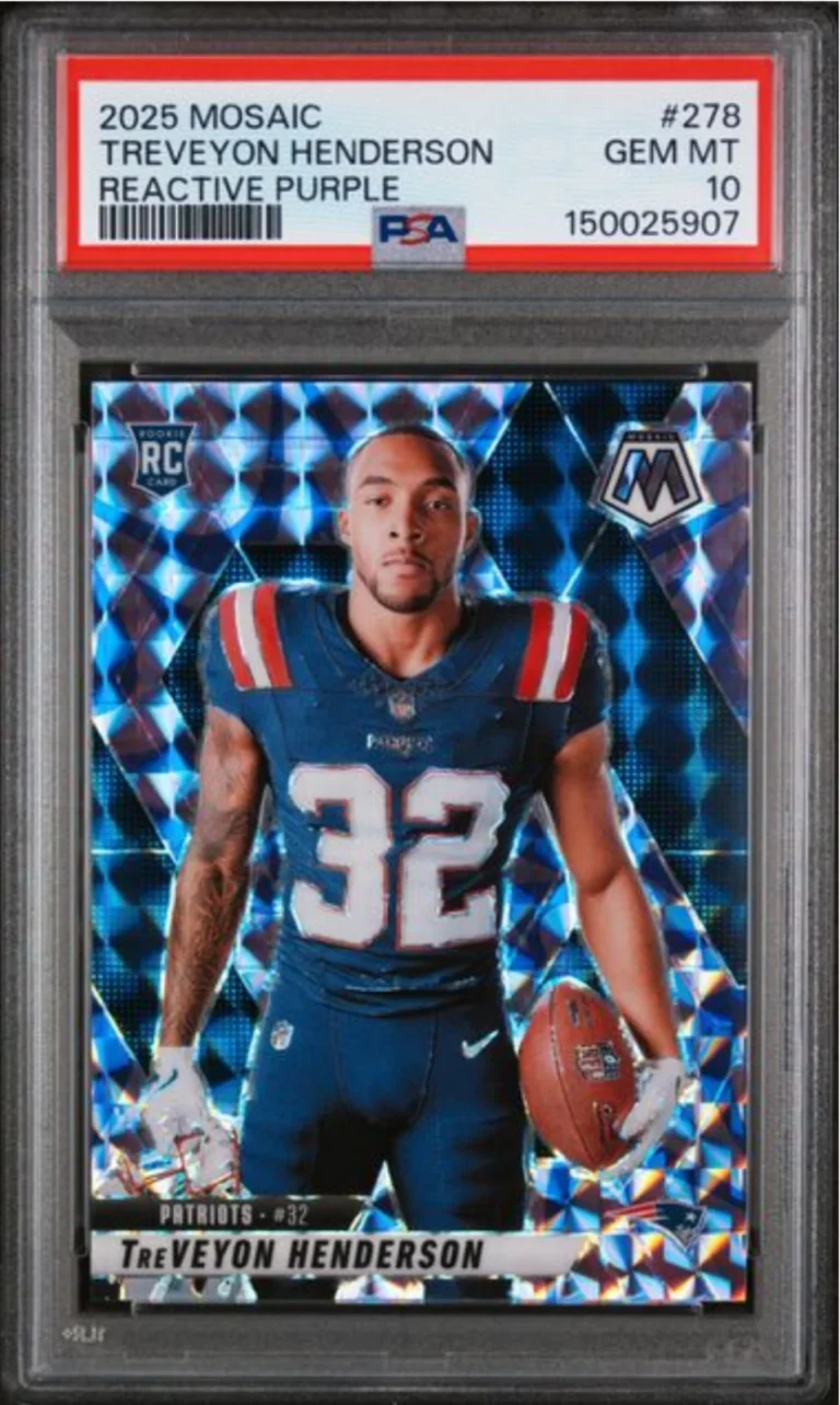 Graded 2025 Mosaic TreVeyon Henderson #278 Purple RC Football Card PSA 10