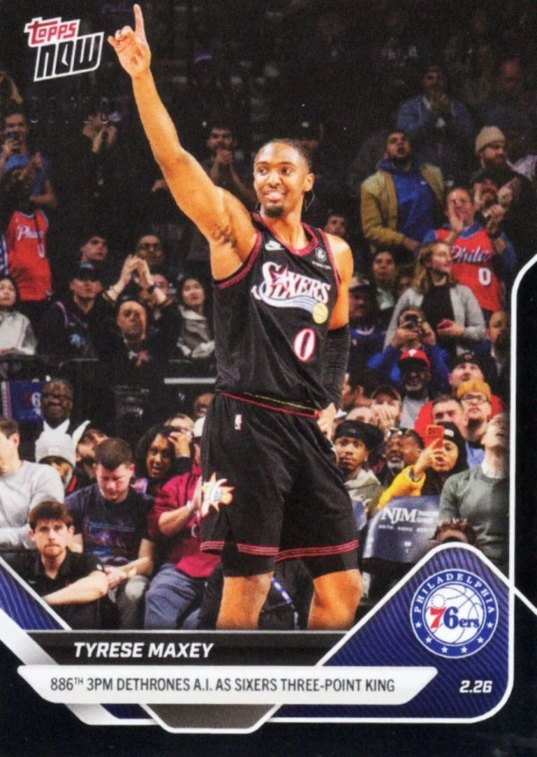 2025 Topps Now Tyrese Maxey #185 Black /10 Philadelphia 76ers Basketball Card