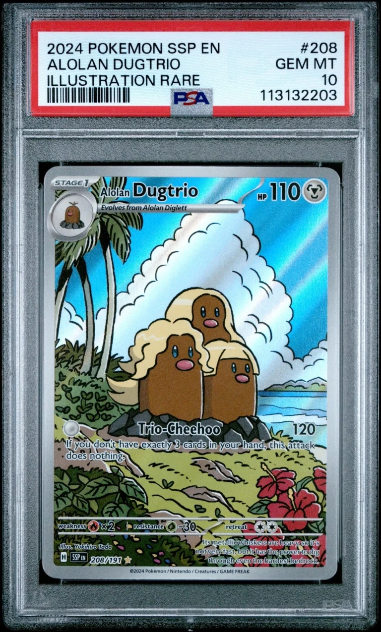 Graded 2024 Pokemon Alolan Dugtrio #208 Surging Sparks Card PSA 10 Gem Mint