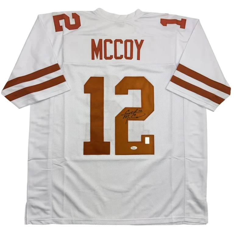 Autographed/Signed Colt McCoy Texas White College Football Jersey JSA COA
