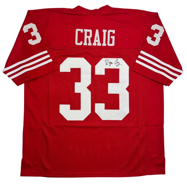 Autographed/Signed Trey Lance San Francisco Red Football Jersey Beckett BAS COA
