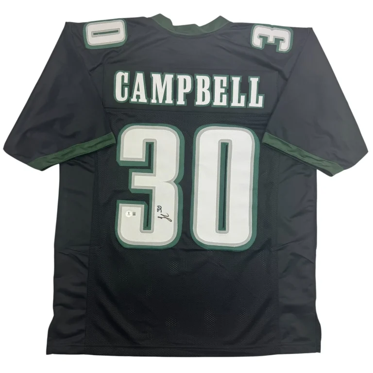 Autographed/Signed Jihaad Campbell Philadelphia Black Football Jersey BAS COA
