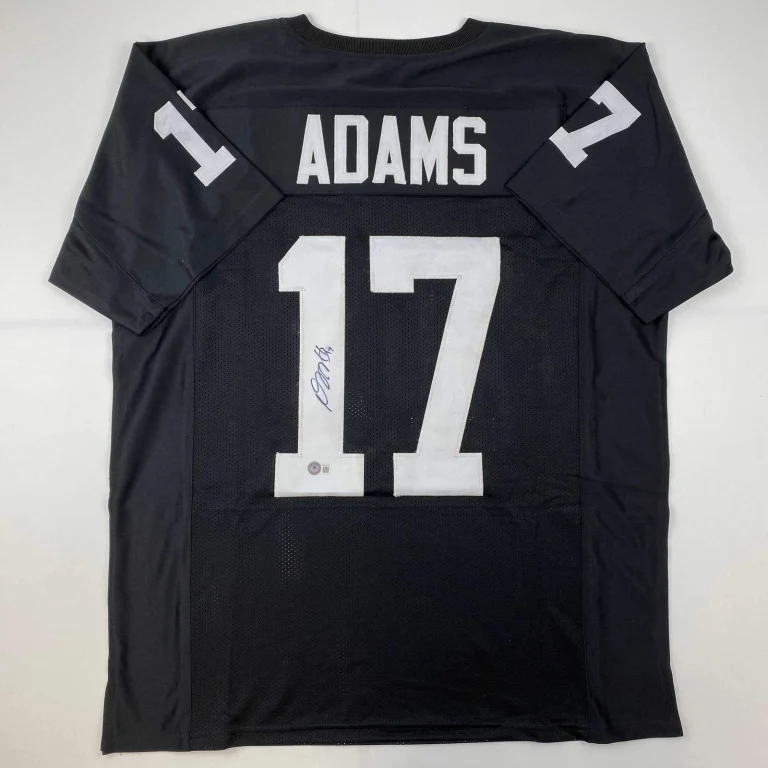 Autographed/Signed Davante Adams Las Vegas Oakland Black Jersey Beckett BAS COA