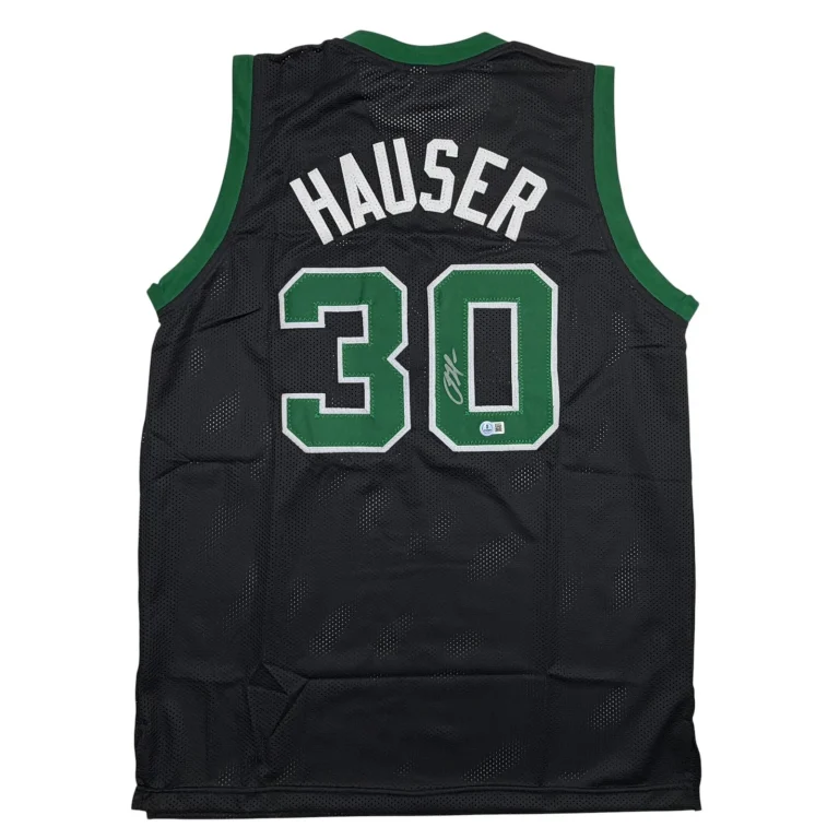 Autographed/Signed Sam Hauser Boston Black Basketball Jersey Beckett BAS COA