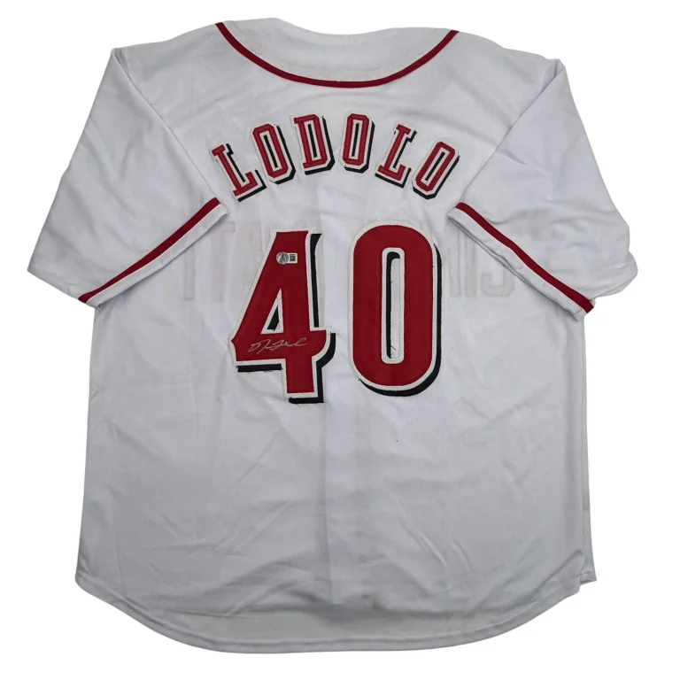 Autographed/Signed Nick Lodolo Cincinnati White Baseball Jersey Beckett BAS COA