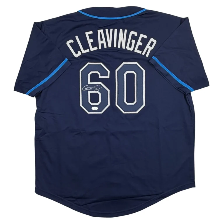 Autographed/Signed Garrett Cleavinger Tampa Bay Blue Baseball Jersey JSA COA