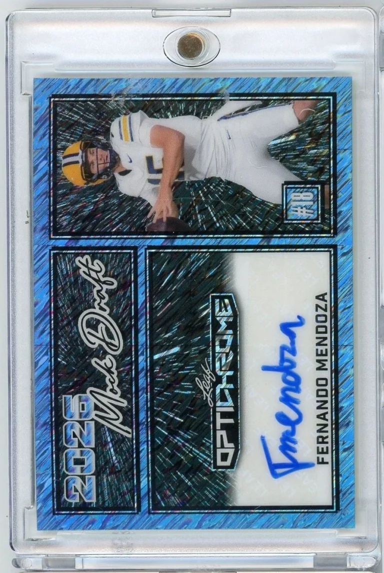 2025 Leaf Optichrome Fernando Mendoza MAFM1 /7 Blue Lazer Auto RC Football Card