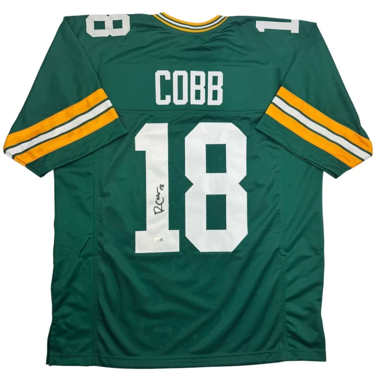 Autographed/Signed Randall Cobb Green Bay Green Football Jersey JSA COA