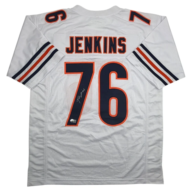 Autographed/Signed Teven Jenkins Chicago White Football Jersey Beckett BAS COA