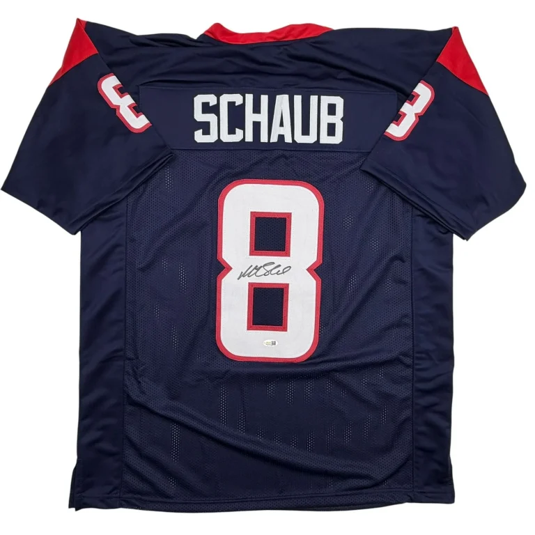 Autographed/Signed Matt Schaub Houston Navy Blue Football Jersey JSA COA