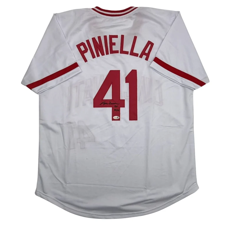 Autographed/Signed Lou Piniella 90 WSC Cincinnati White Baseball Jersey JSA COA