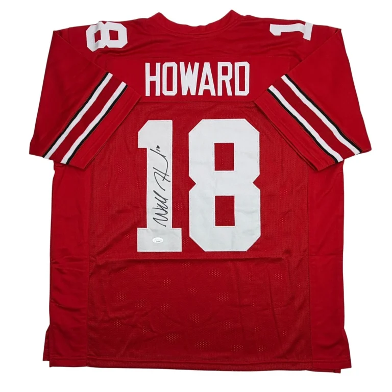 Autographed/Signed Will Howard Ohio State Red College Jersey JSA COA