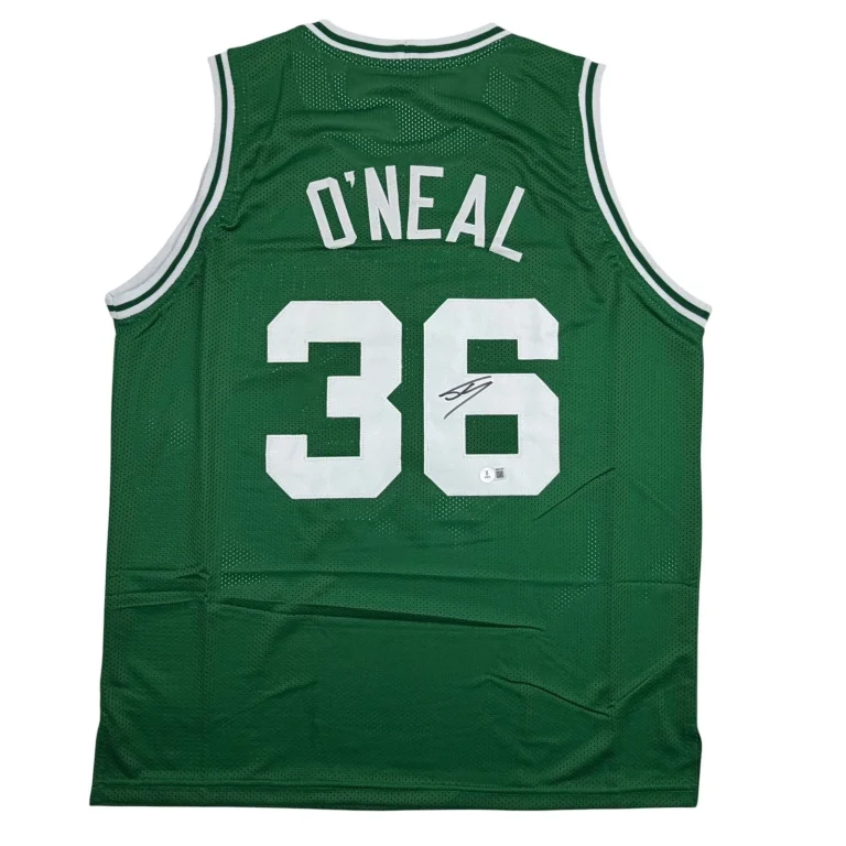 Autographed/Signed Shaquille Shaq O'Neal Boston Green Jersey Beckett BAS COA