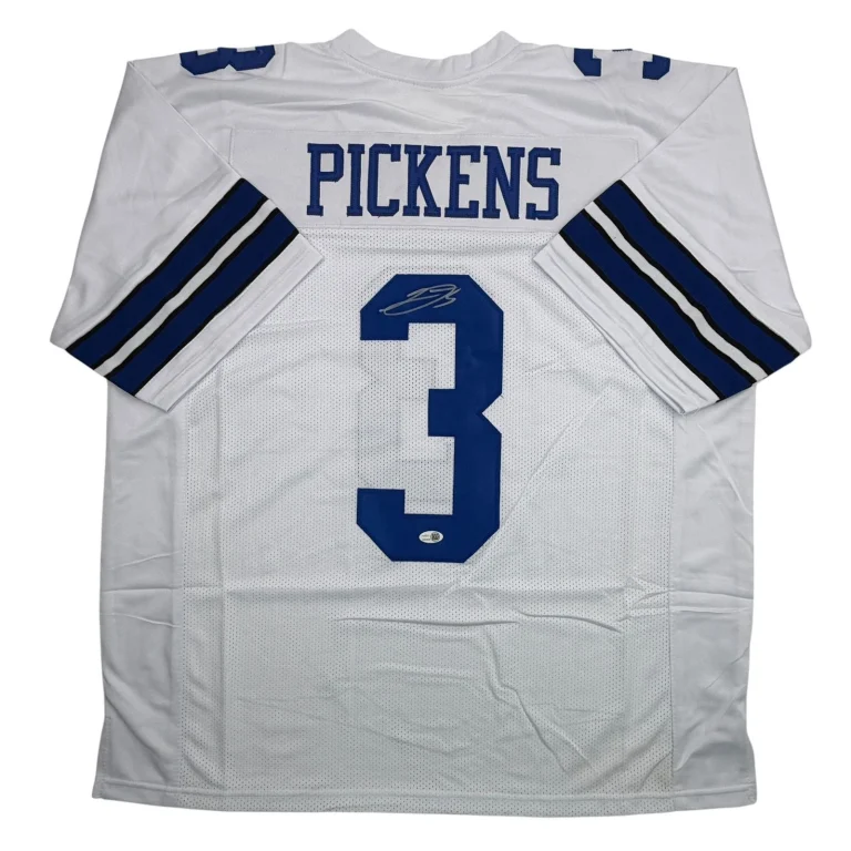 Autographed/Signed George Pickens Dallas White Football Jersey JSA COA