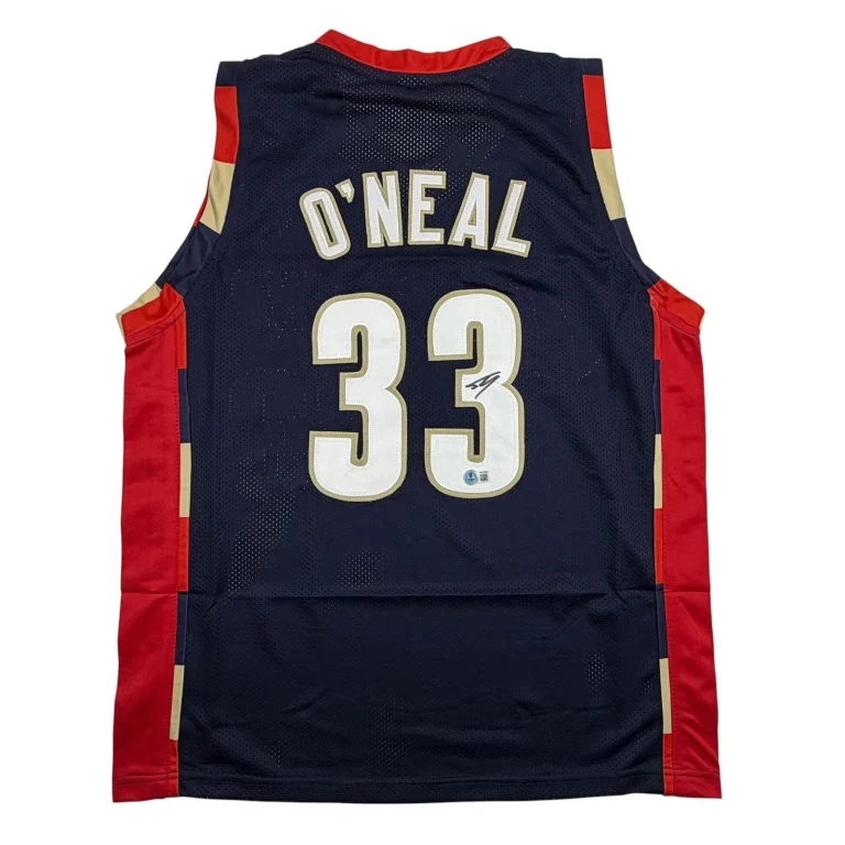 Autographed/Signed Shaquille Shaq O'Neal Cleveland Blue Jersey Beckett BAS COA