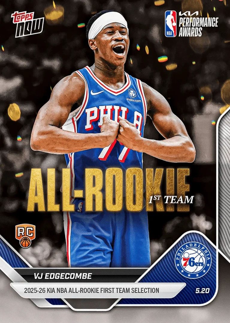 2025 Topps Now VJ Edgecombe #AR03 Philadelphia 76ers Rookie Basketball Card