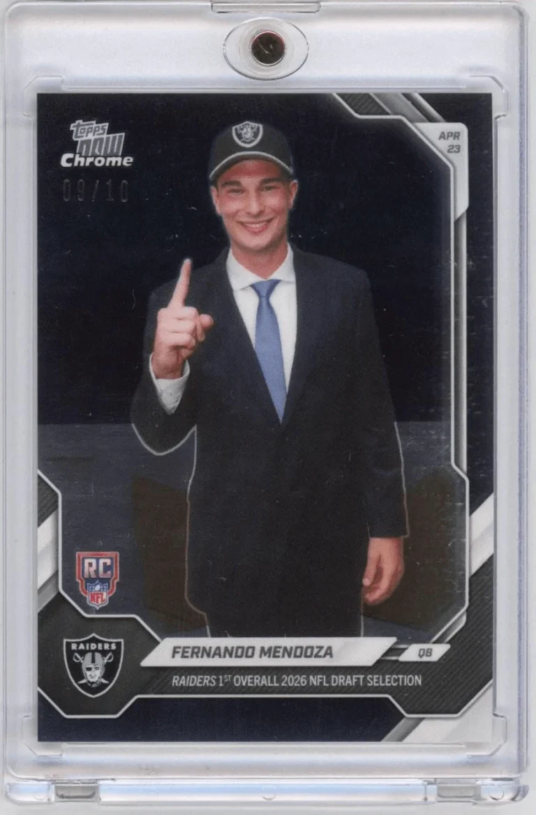 2026 Topps Now Fernando Mendoza FMEN Black Chrome /10 Draft Pick Rookie RC Card