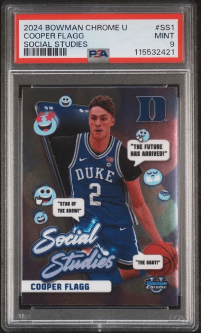Graded 2024 Bowman Chrome U Cooper Flagg #SS1 Social Studies Rookie Card PSA 9