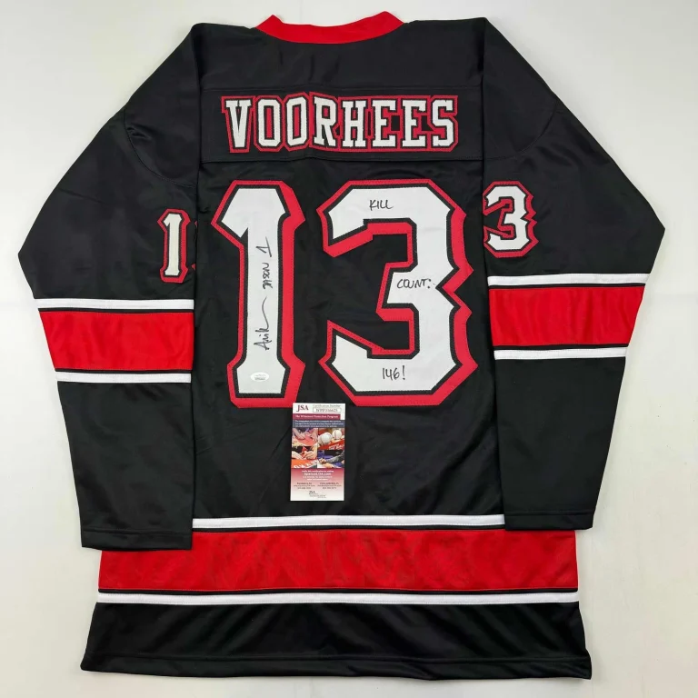 Autographed/Signed Ari Lehman Jason Voorhees Friday 13th Black Jersey JSA COA