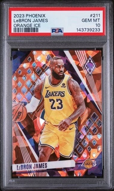 Graded 2023 Phoenix LeBron James #211 /249 Orange Ice Basketball Card PSA 10