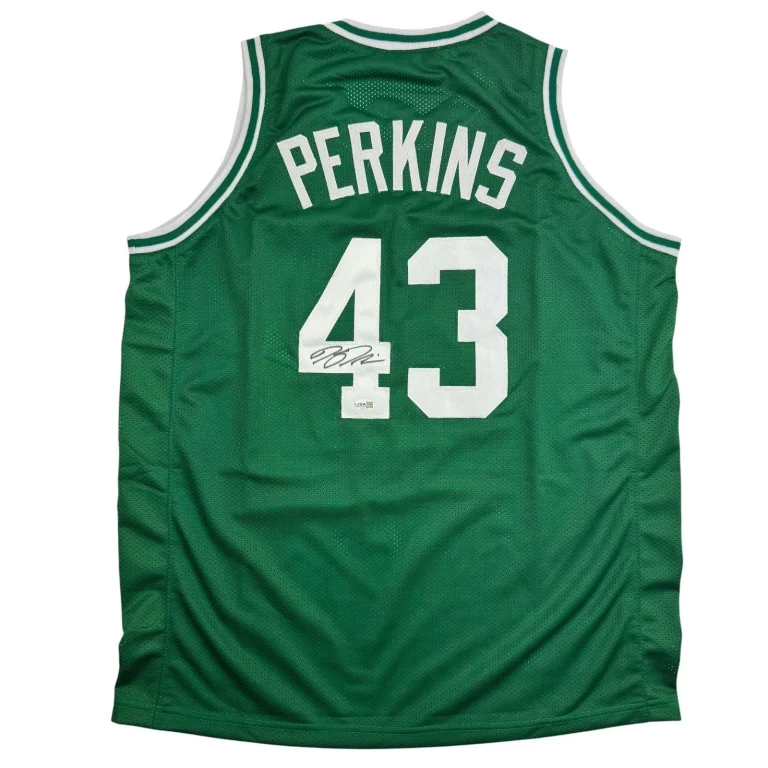 Autographed/Signed Kendrick Perkins Boston Green Basketball Jersey JSA COA