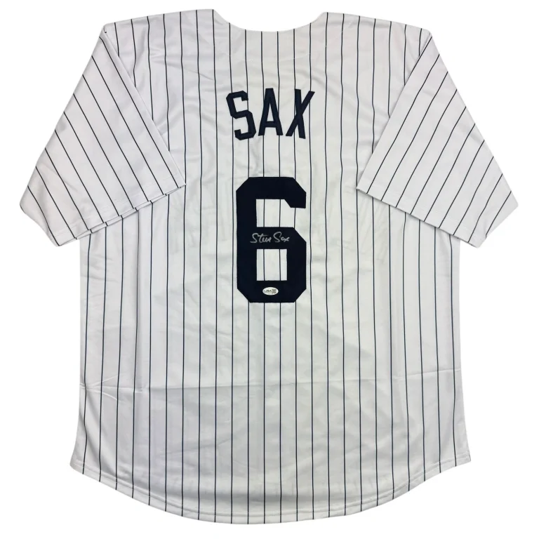 Autographed/Signed Steve Sax New York Pinstripe Baseball Jersey JSA COA