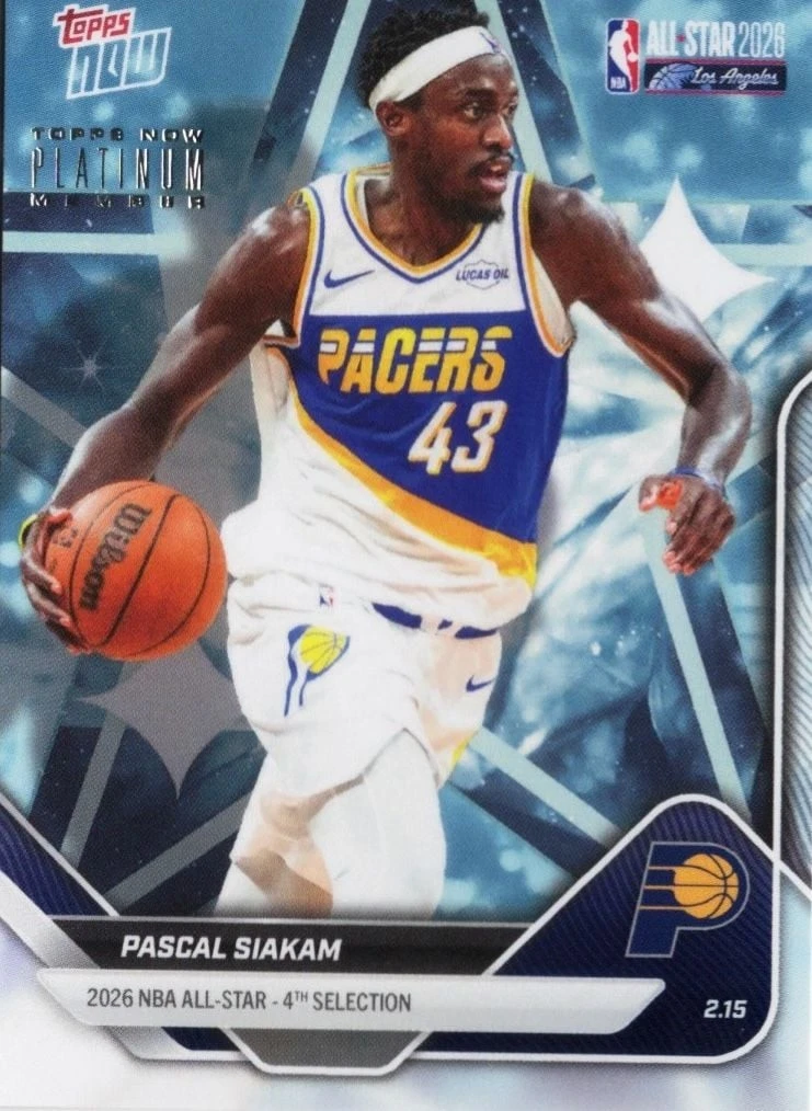 2025 Topps Now Pascal Siakam #AS23 Indiana Pacers Platinum Member Stamp Card
