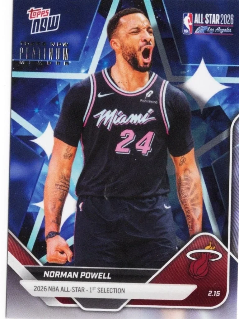 2025 Topps Now Norman Powell #AS13 Miami Heat Platinum Member Stamp Card