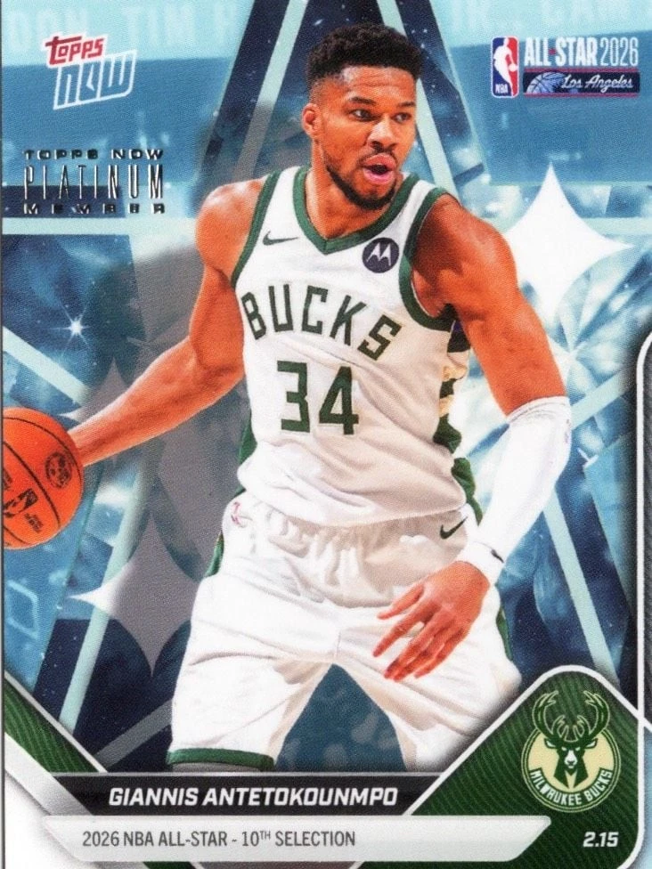 2025 Topps Now Giannis Antetokounmpo #AS2 Milwaukee Bucks Platinum Member Card