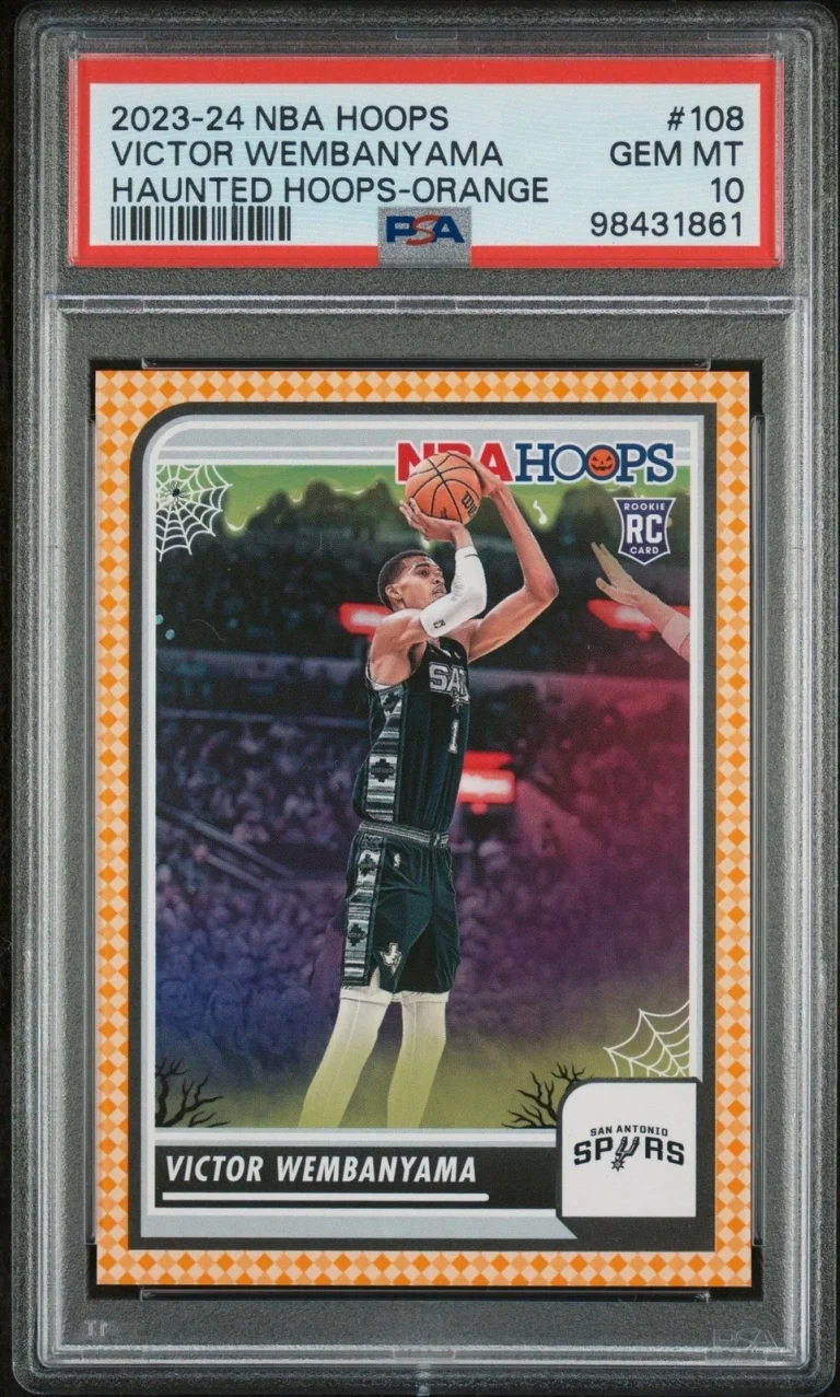 Graded 2023 Panini Haunted Hoops Victor Wembanyama 108 Orange Rookie Card PSA 10