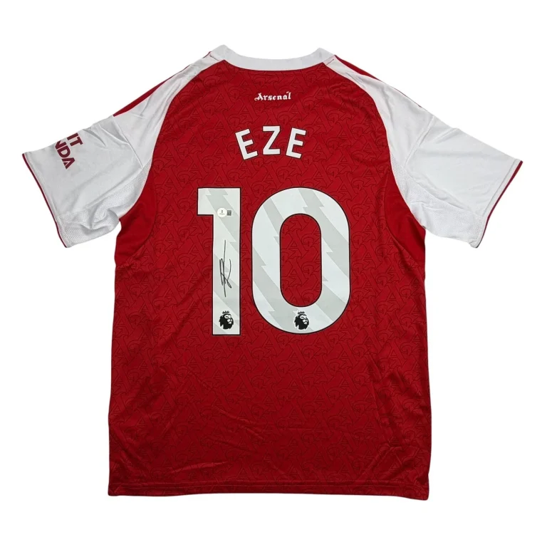 Autographed/Signed Eberechi Eze Arsenal Red Soccer Futbol Jersey Beckett BAS COA
