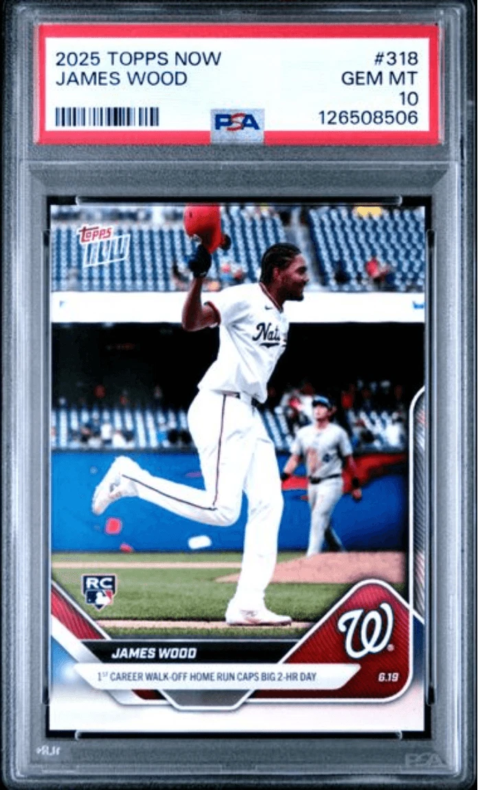 Graded 2025 Topps Now James Wood #318 Rookie RC Baseball Card PSA 10 Gem Mint