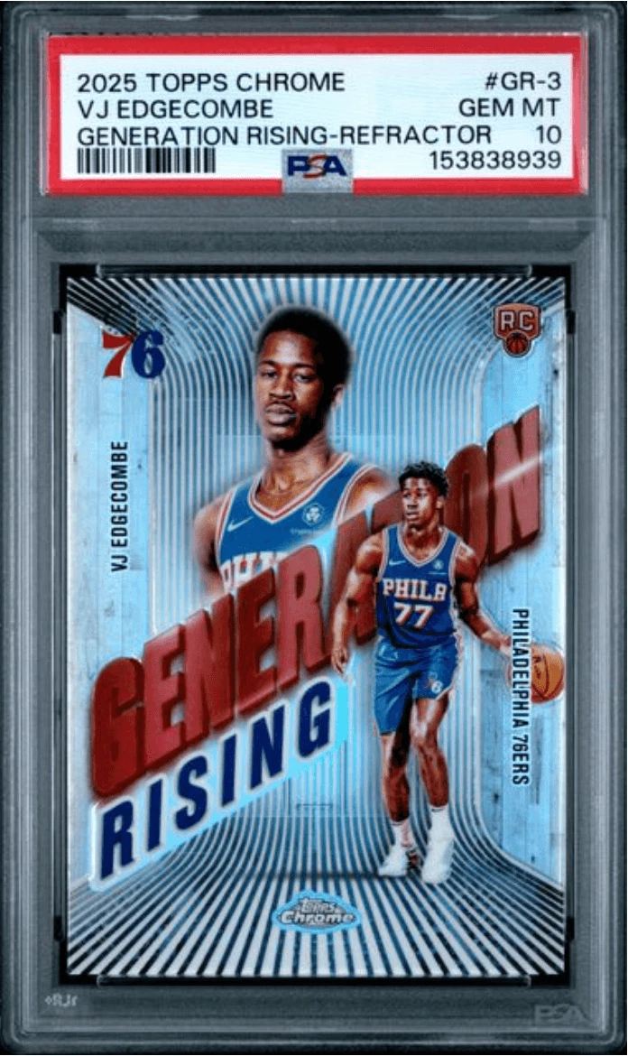 Graded 2025 Topps Chrome VJ Edgecombe #GR3 Refractor RC Basketball Card PSA 10