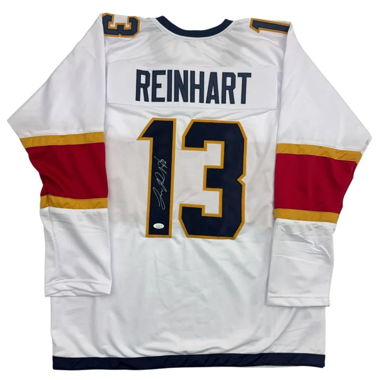 Autographed/Signed Sam Reinhart Florida White Hockey Jersey JSA COA