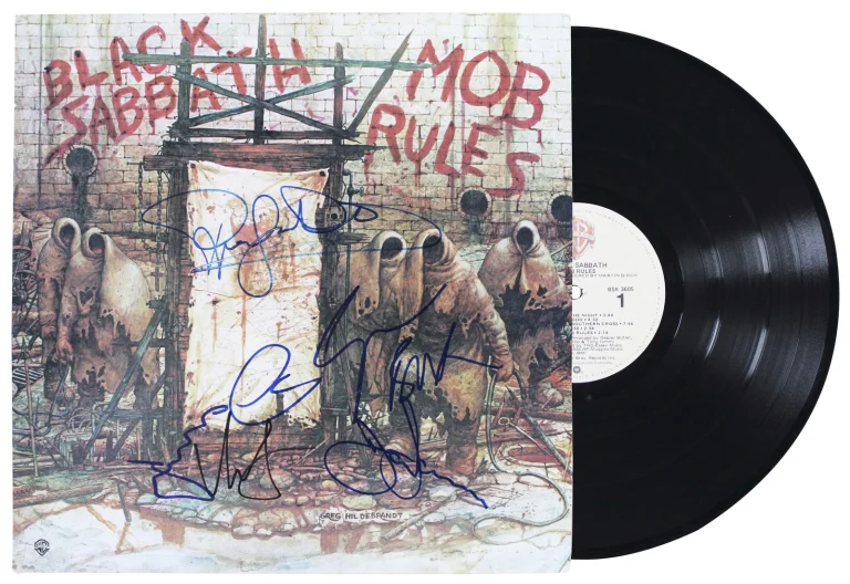 Black Sabbath (5) Iommi, Dio, Butler & Appice Signed Mob Rules Album Cover BAS