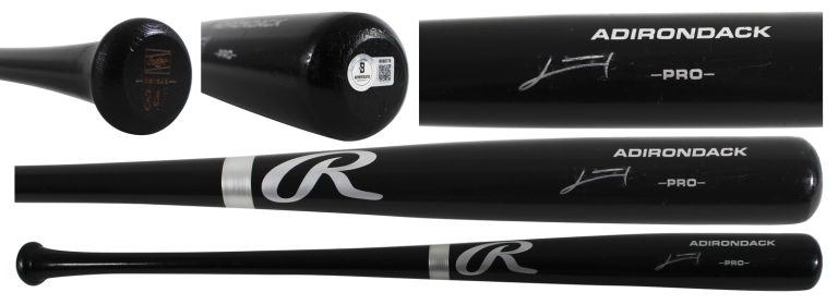 Rays Junior Caminero Signed Black Rawlings Adirondack Baseball Bat BAS #BX68770