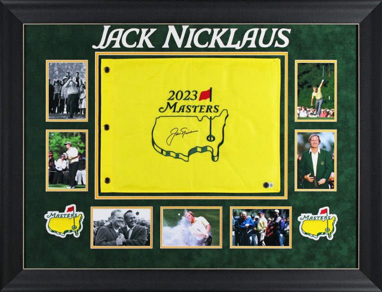 Jack Nicklaus Authentic Signed & Framed 2023 Masters Pin Flag BAS #AE64646