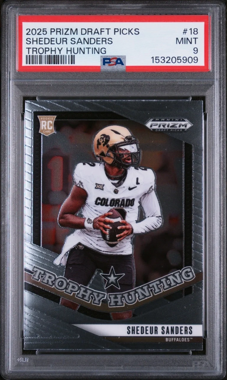 Graded 2025 Prizm DP Shedeur Sanders #18 Trophy Hunting Rookie Card PSA 9
