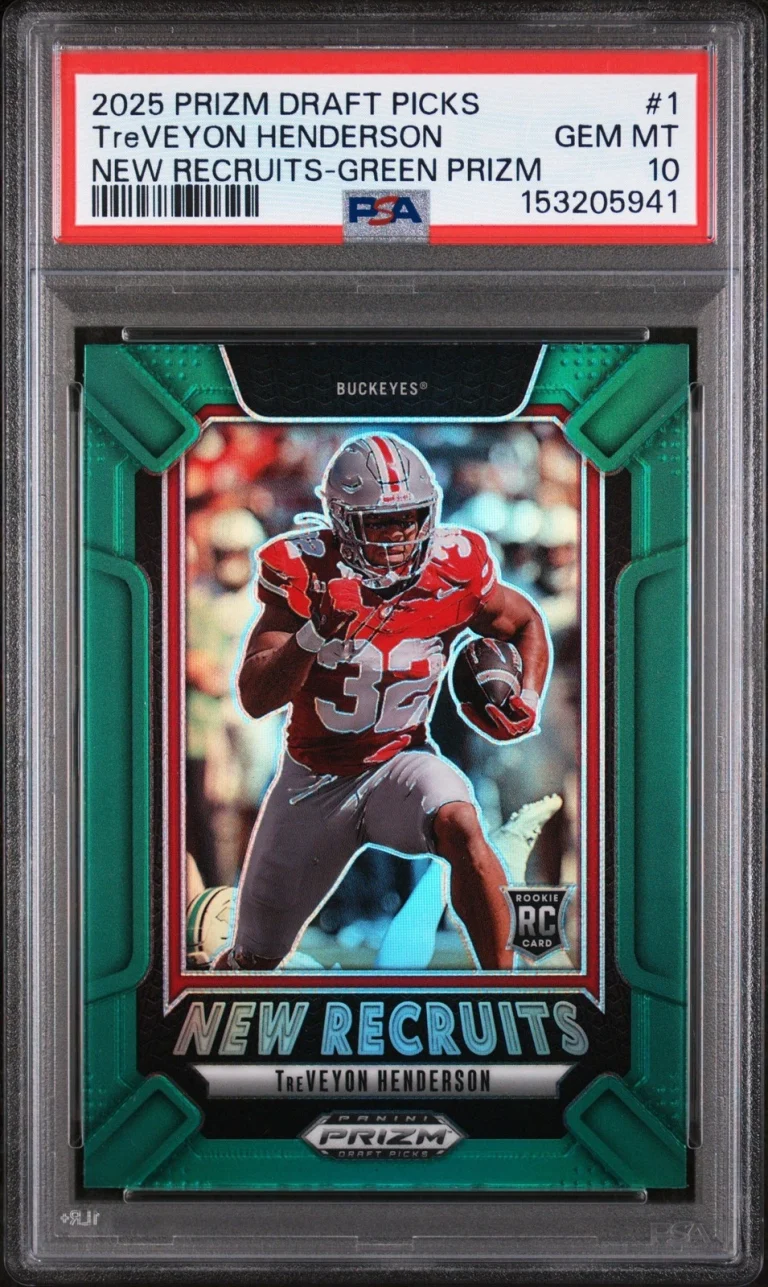 Graded 2025 Panini Prizm DP TreVeyon Henderson #1 Green Rookie Card PSA 10