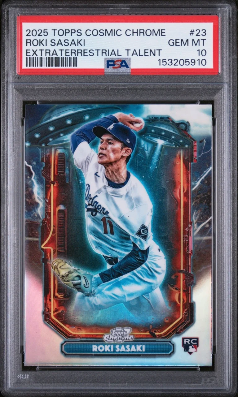 Graded 2025 Topps Chrome Cosmic Roki Sasaki #ET-23 Rookie RC Card PSA 10