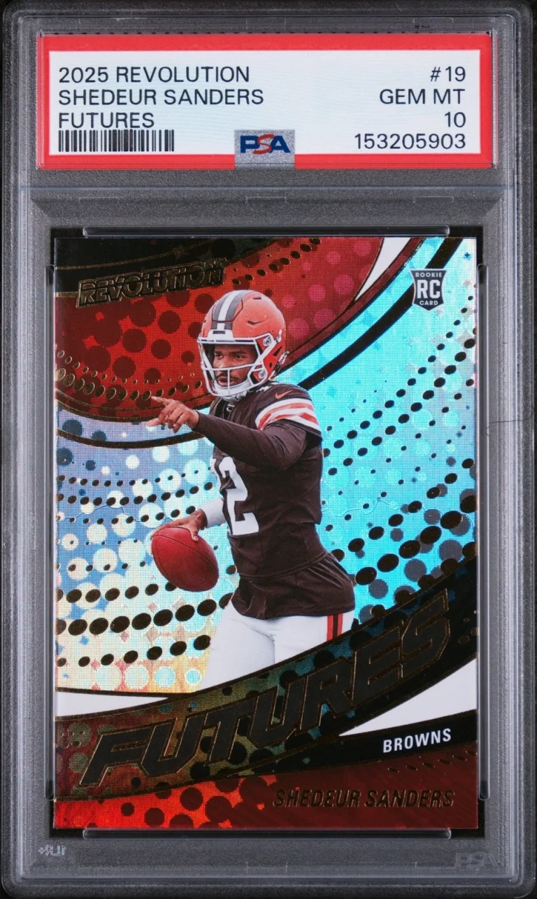 Graded 2025 Panini Revolution Shedeur Sanders #19 Futures RC Card PSA 10