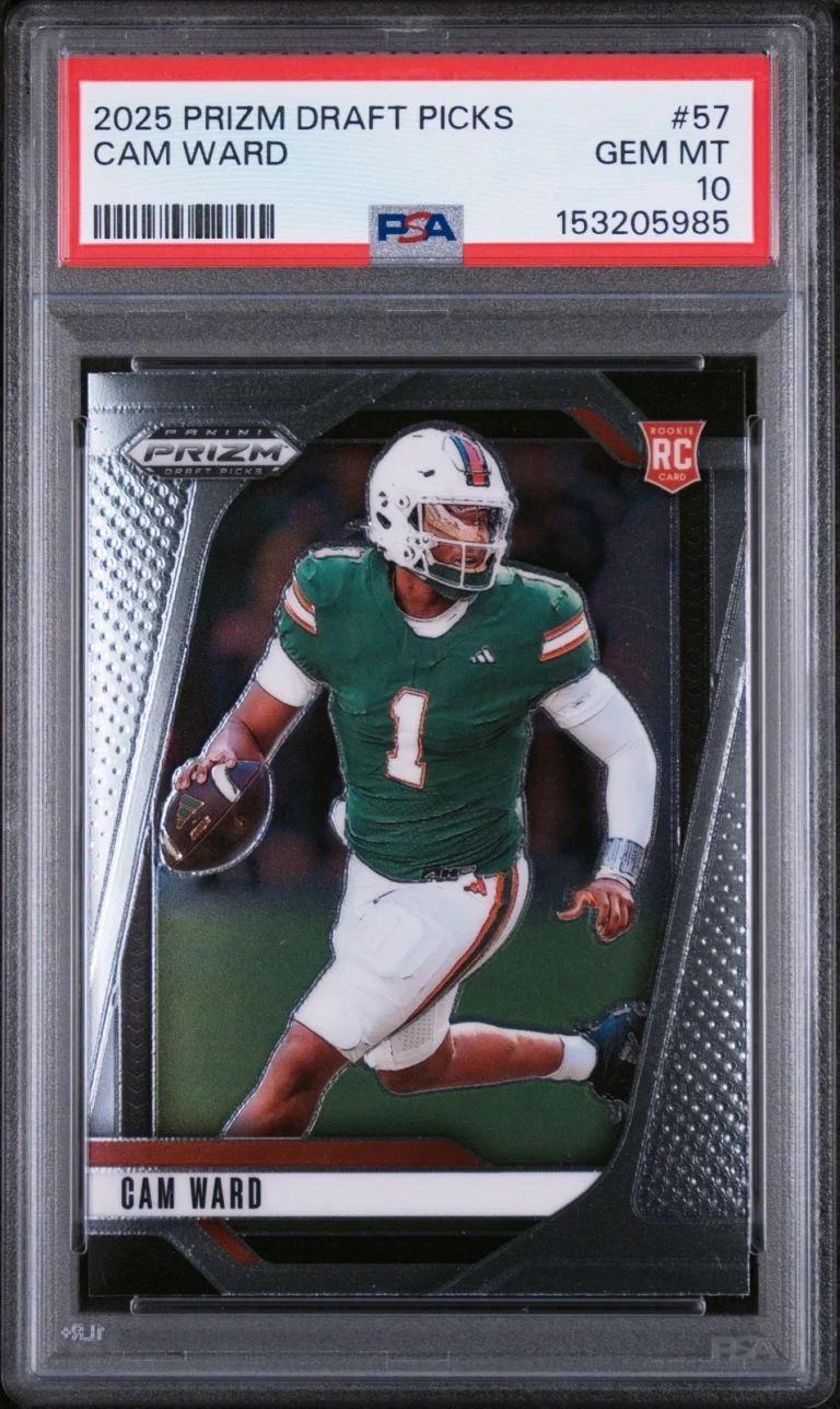 Graded 2025 Panini Prizm Draft Picks Cam Ward #57 Rookie RC Card PSA 10