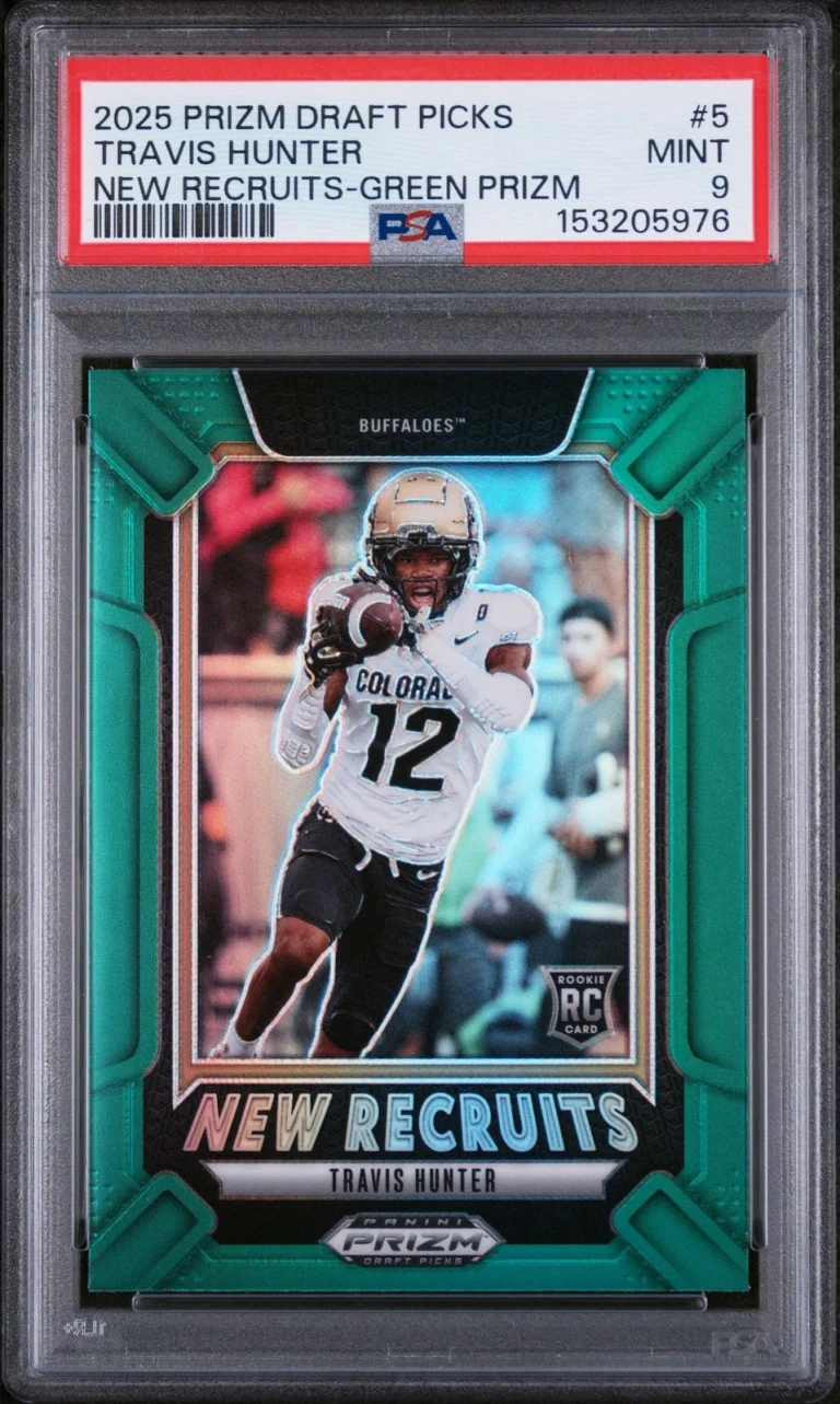 Graded 2025 Panini Prizm DP Travis Hunter #5 Green Rookie RC Card PSA 9