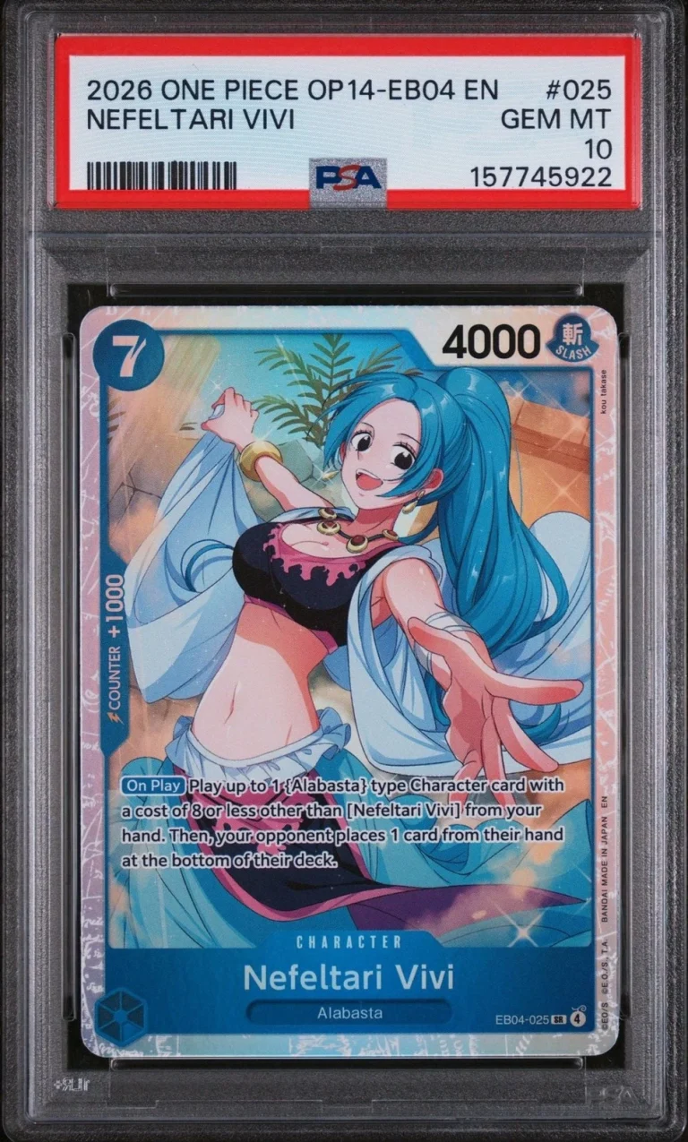 Graded 2026 One Piece Nefeltari Vivi 025 Trading Card Game PSA 10 Gem Mint
