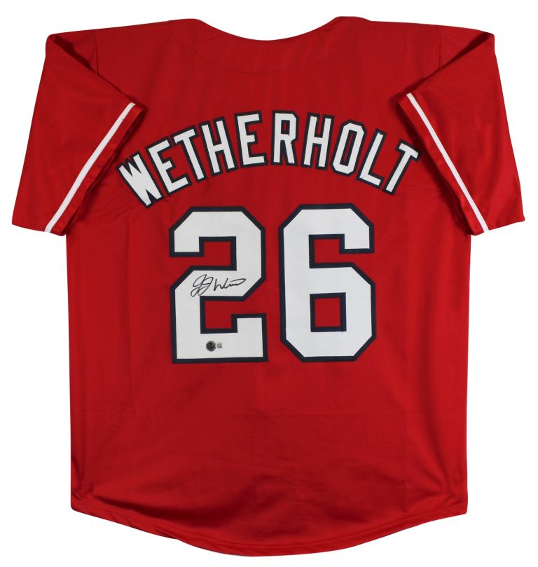J.J. Wetherholt Authentic Signed Red Pro Style Jersey Autographed BAS Witnessed